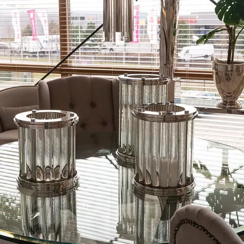 Payaa Laternenlicht 27x27x28cm Art Deco Kleines silbernes Glas (110719)