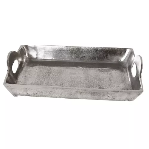 Payaa Tablett 40x25x9cm aus silbernem Metall (104718)